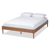 Baxton Studio Cielle French Bohemian Ash Walnut Finished Wood Queen Size Platform Bed Frame
